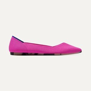 Rothy's Vibrant Pink Flats with Blue Accent
